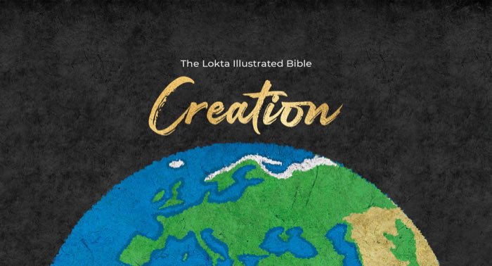 Creation video: gold title and illustrated globe on a textured dark background