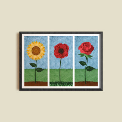 "Three Flowers" (2020) Wall Art